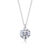 S925 Sterling Silver Moissanite Pendant Necklace with Platinum Plating Minimalist Design