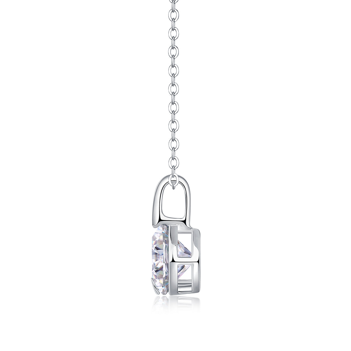 2-Carat Moissanite Pendant Necklace in S925 Sterling Silver with Platinum Plating