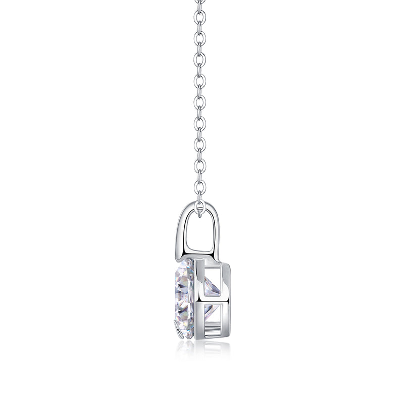 2-Carat Moissanite Pendant Necklace in S925 Sterling Silver with Platinum Plating - 1