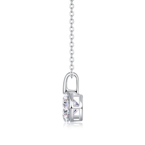 2-Carat Moissanite Pendant Necklace in S925 Sterling Silver with Platinum Plating