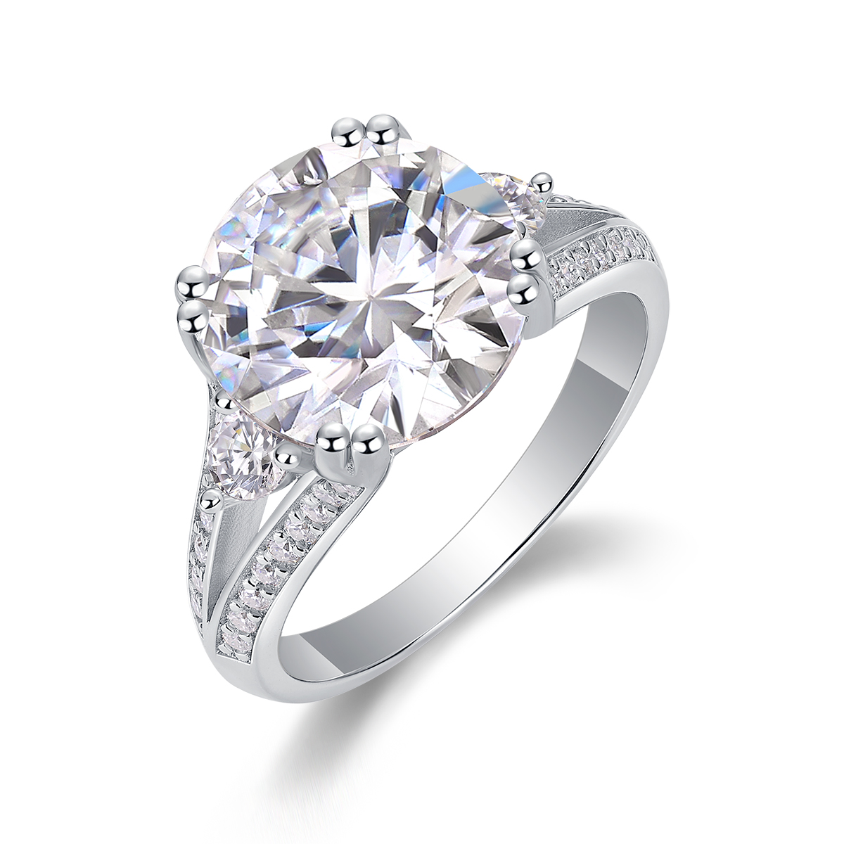 Elegant 5-Carat Moissanite Sterling Silver Ring for Bridal and Office Wear