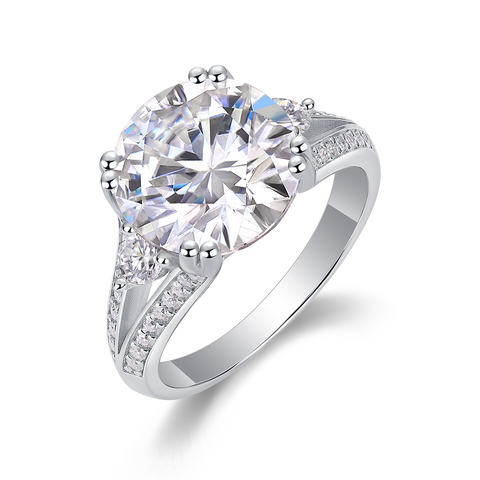 Elegant 5-Carat Moissanite Sterling Silver Ring for Bridal and Office Wear