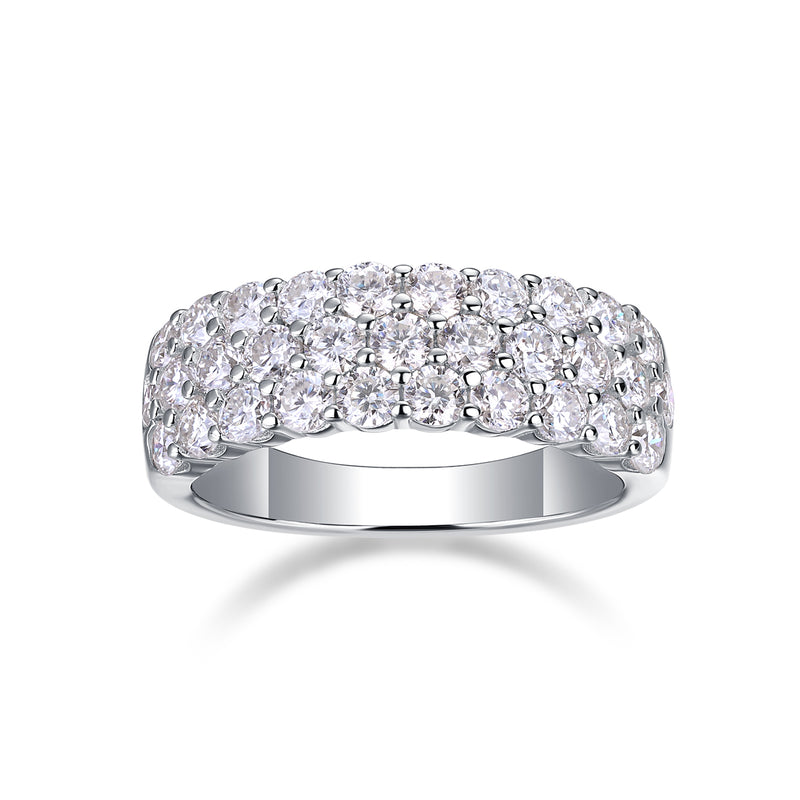 Multi-row Moissanite S925 Silver Ring Modern Elegant Fine Jewelry - 5