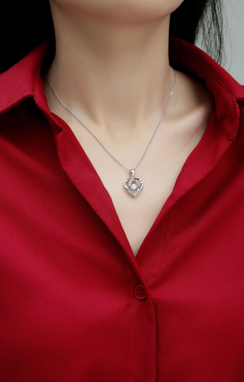 S925 Silver Heart Moissanite Pendant Necklace 40cm Elegant Modern Jewelry - 5