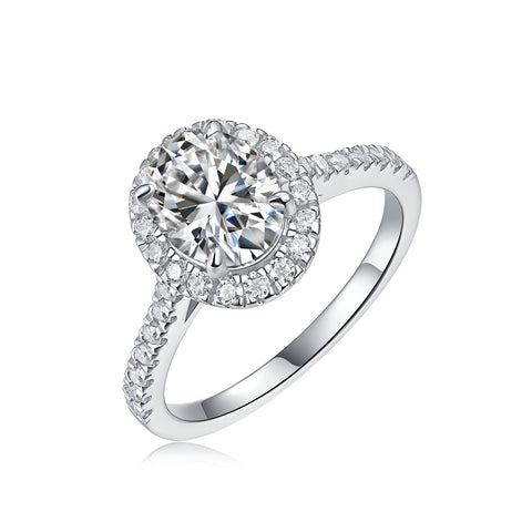 Audrey Large Egg-Shaped Moissanite Silver Ring S925 Fine Jewelry