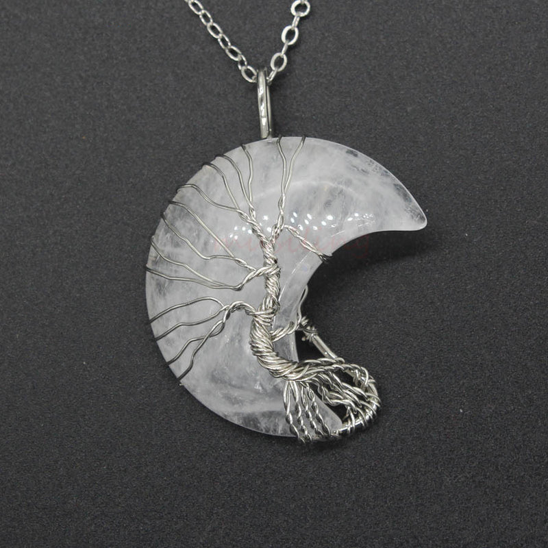 Natural Crystal Crescent Moon Pendant - 6