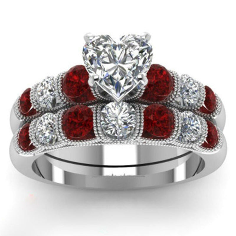 Bold Fashion Ring Set with Heart-Shaped Diamonds - 2