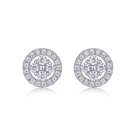 S925 Sterling Silver Osmanthus Moissanite Stud Earrings Elegant Floral Design