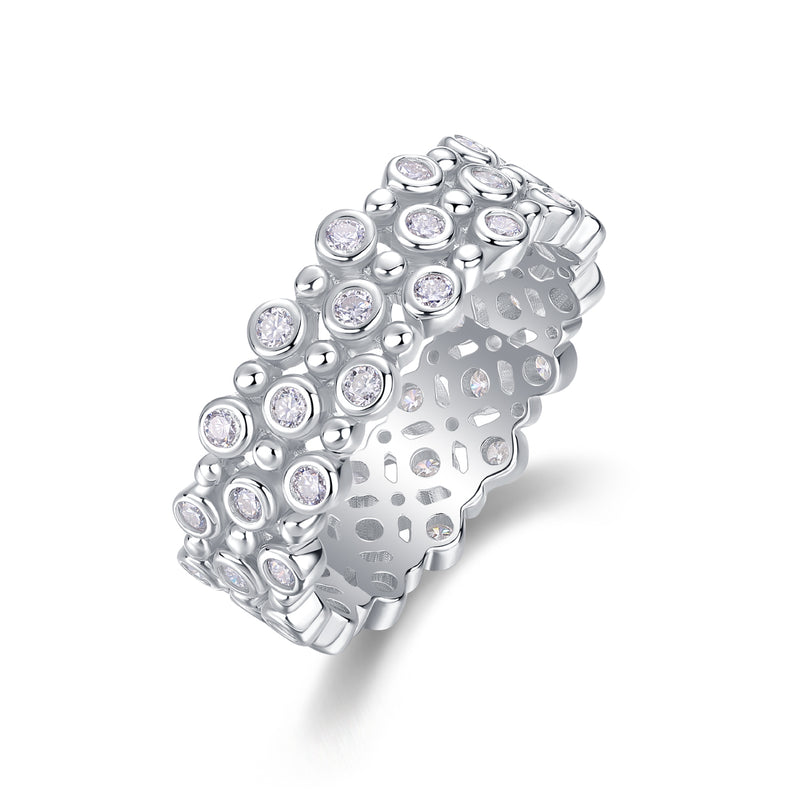Multi-row Moissanite S925 Silver Ring Luxury Fine Jewelry - 2