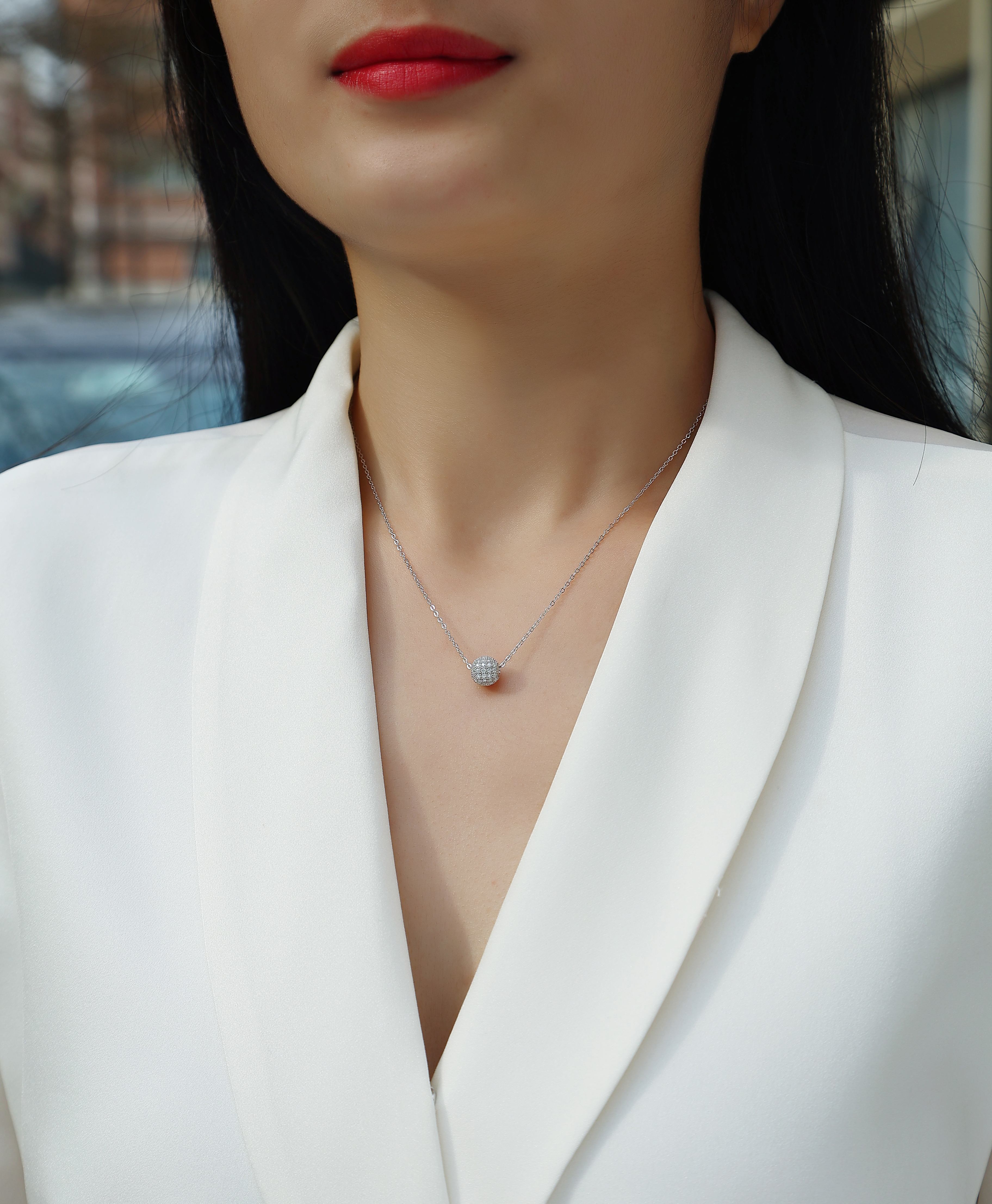 1Meet At This Moment Moissanite Pendant Set in S925 Sterling Silver with Platinum Plating