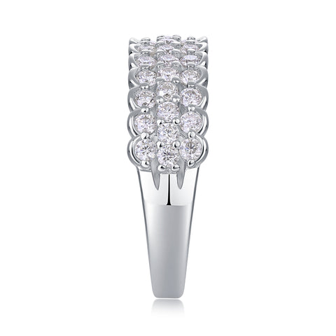 Multi-row Moissanite Ring in S925 Sterling Silver Modern & Elegant Fine Jewelry