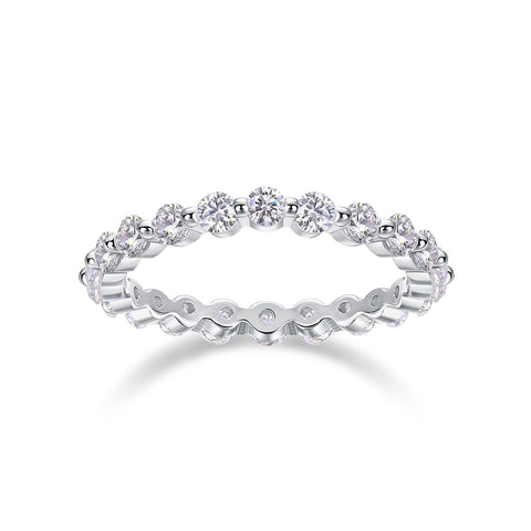 S925 Silver Moissanite Ring with Sparkling Single Row Stones Modern Elegant Fine Jewelry