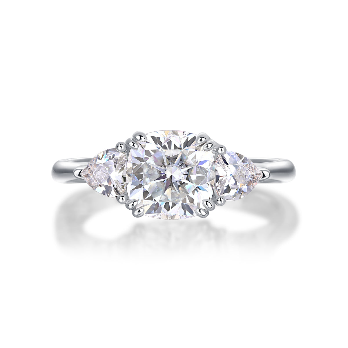 Large Pillow-Cut Moissanite Silver Wedding Ring S925
