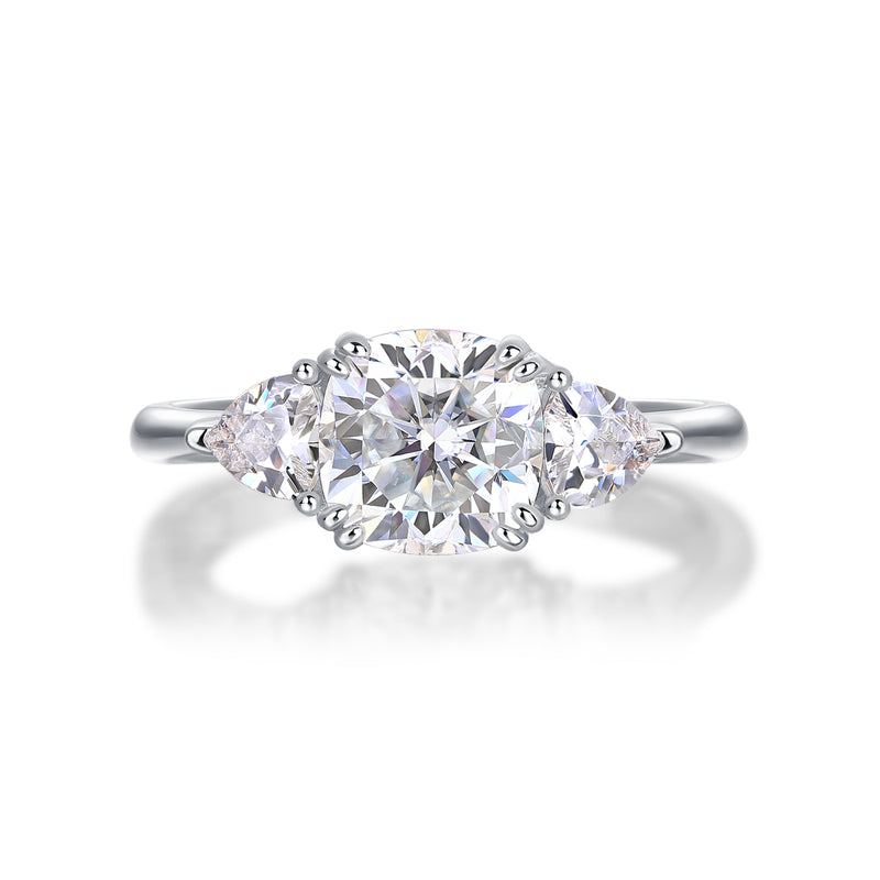 Large Pillow-Cut Moissanite Silver Wedding Ring S925 - 4