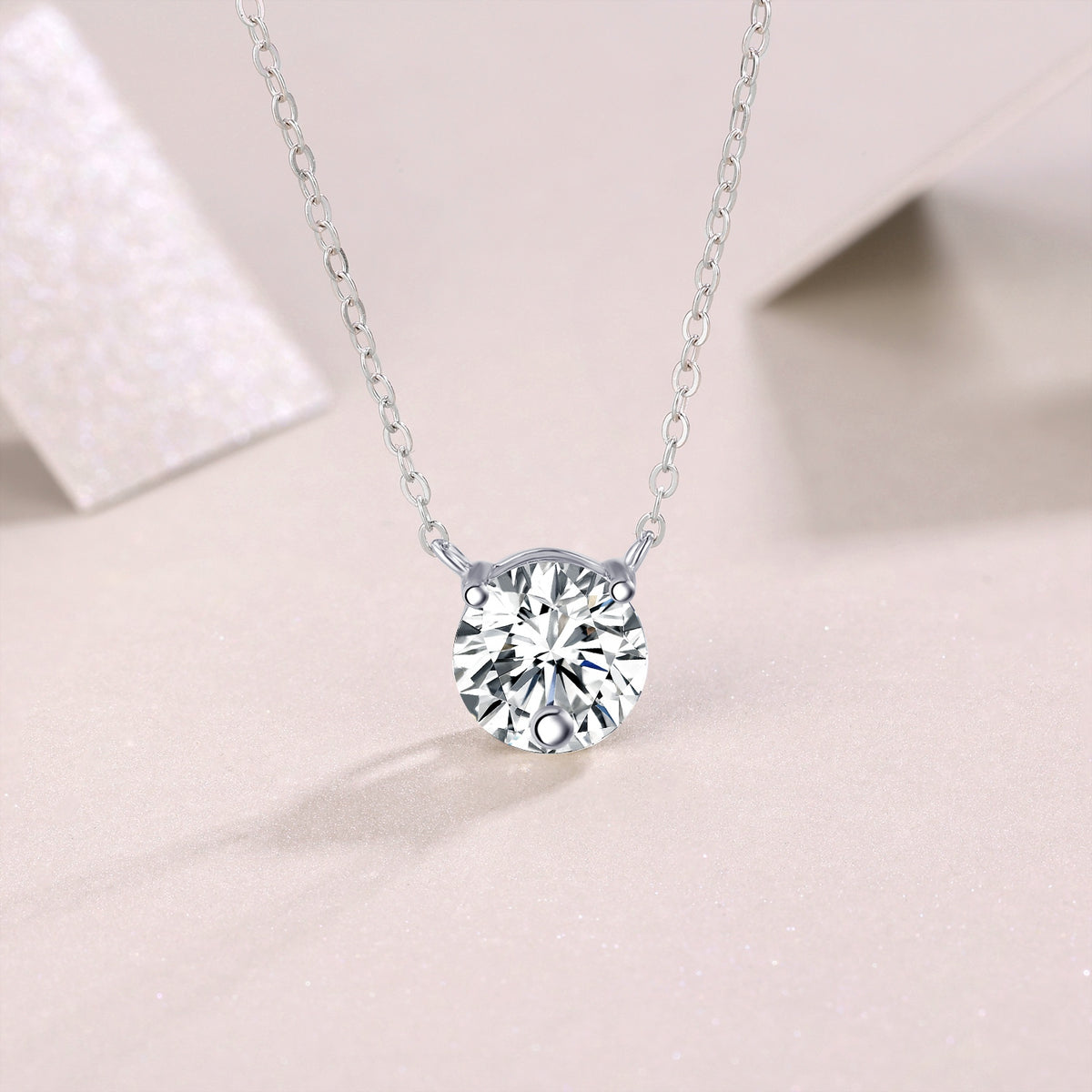 2-Carat Moissanite Pendant Necklace in S925 Sterling Silver with Platinum Plating - Modern & Elegant