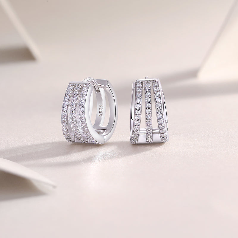 Luxury S925 Silver Moissanite Stud Earrings Modern Rectangular Design - 3