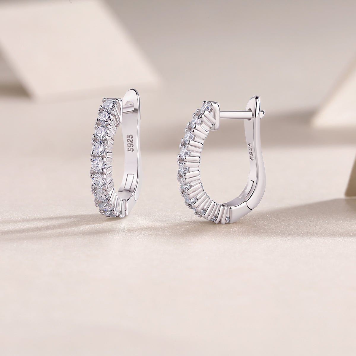Luxury Moissanite Stud Earrings in S925 Silver Hoop Design