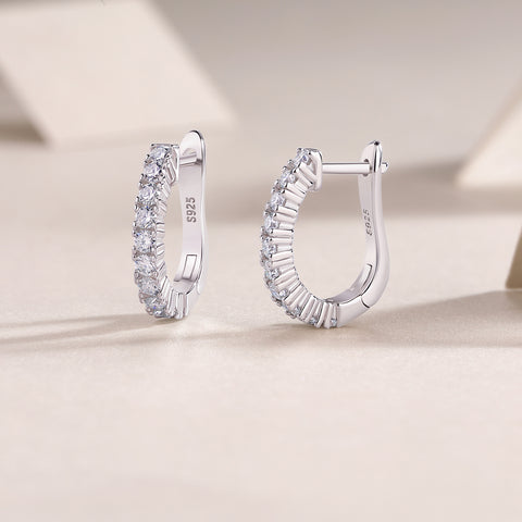 Luxury Moissanite Stud Earrings in S925 Silver Hoop Design