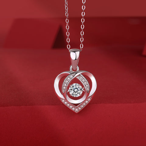 S925 Silver Heart Moissanite Pendant Necklace 40cm Elegant Modern Jewelry