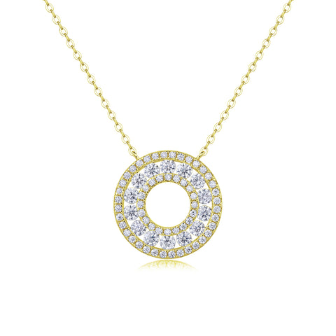 S925 Sterling Silver Moissanite Circle Pendant Necklace Modern Elegant Jewelry
