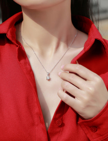 Breeze Dance Moissanite Pendant Necklace Set in S925 Silver