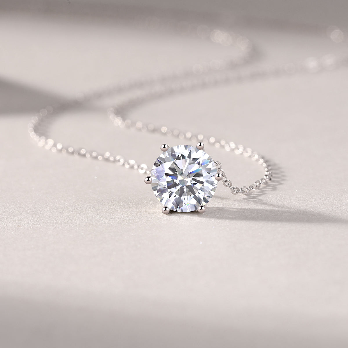 1Afternoon Rose S925 Sterling Silver Moissanite Pendant Necklace with Platinum Plating