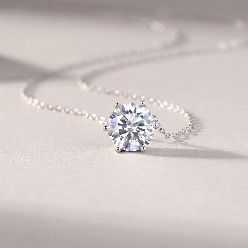 1Afternoon Rose S925 Sterling Silver Moissanite Pendant Necklace with Platinum Plating Modern Elegant Fine Jewelry - 3