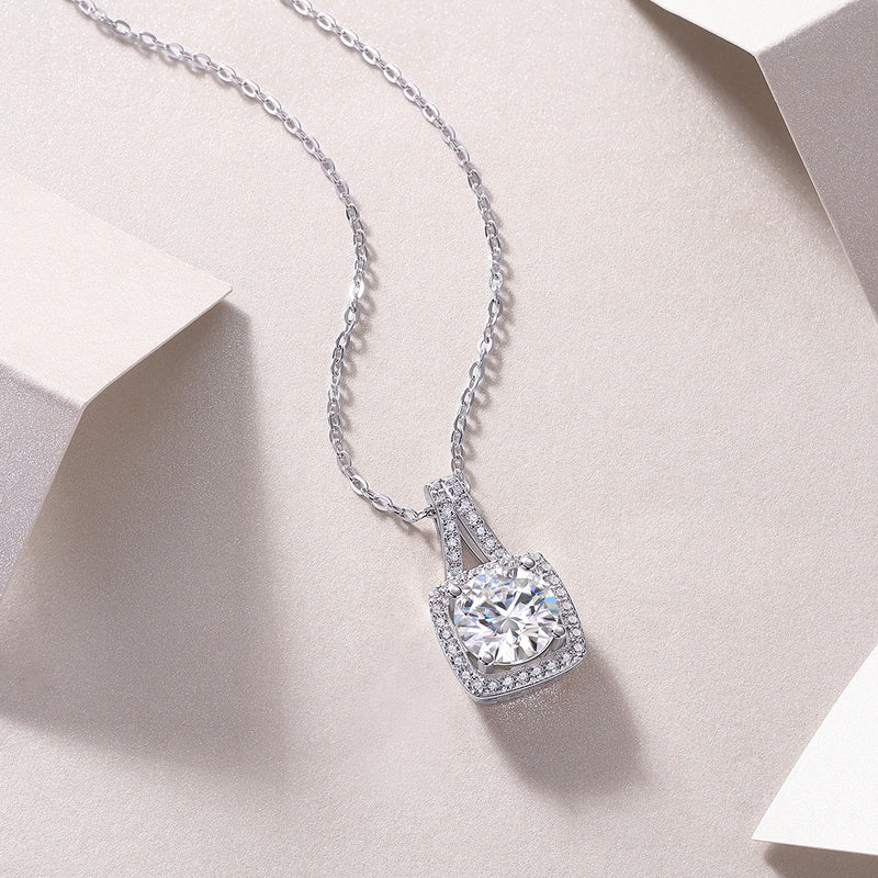2-Carat Moissanite Pendant Necklace in S925 Silver with Platinum Plating - 5