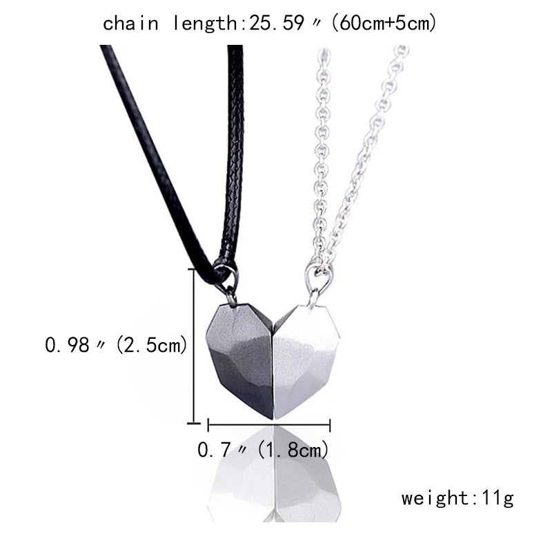 Minimalist Magnetic Heart Pendant Necklace for Couples