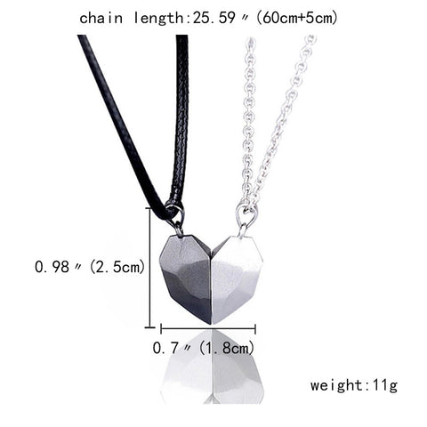 Minimalist Magnetic Heart Pendant Necklace for Couples