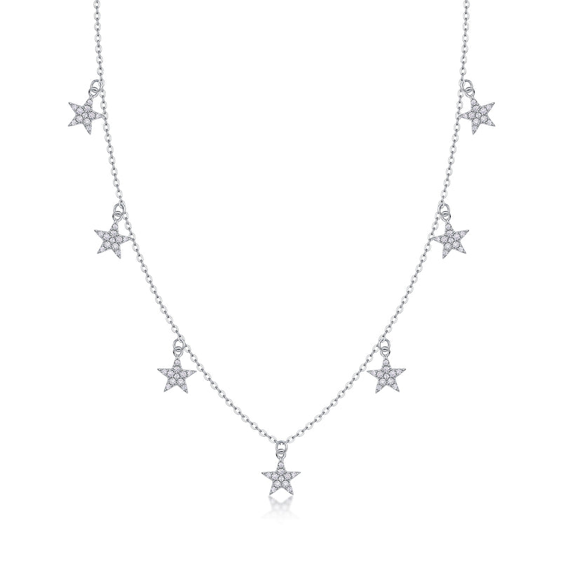 1Star Love Sterling Silver Moissanite Star Pendant Necklace Set Modern Elegant Fine Jewelry - 2