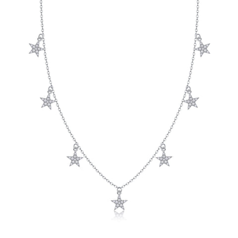1Star Love Sterling Silver Moissanite Star Pendant Necklace Set