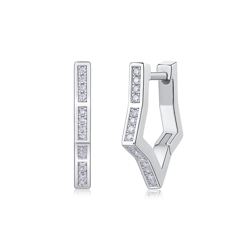Galaxy Wandering Moissanite Sterling Silver Stud Earrings Modern Elegant Design - 4