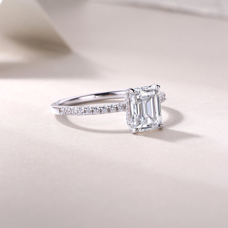 S925 Silver 1Square Moissanite Ring with Octagonal Stone Luxury Fashion - 6