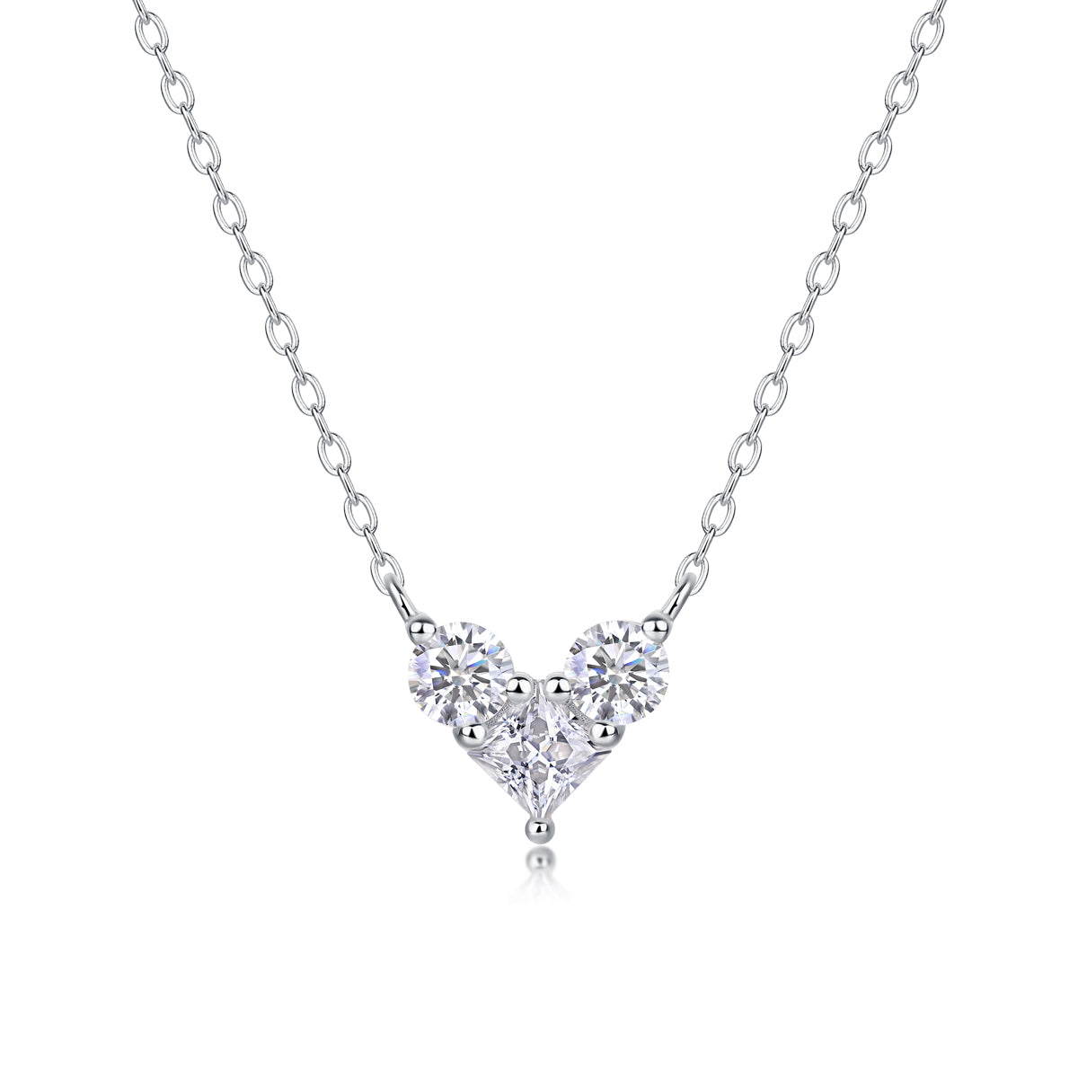 S925 Sterling Silver Square Moissanite Pendant Necklace Fashion Jewelry