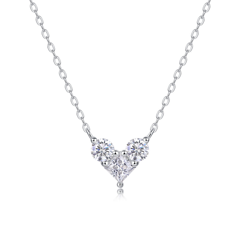 S925 Sterling Silver Square Moissanite Pendant Necklace Fashion Jewelry - 2