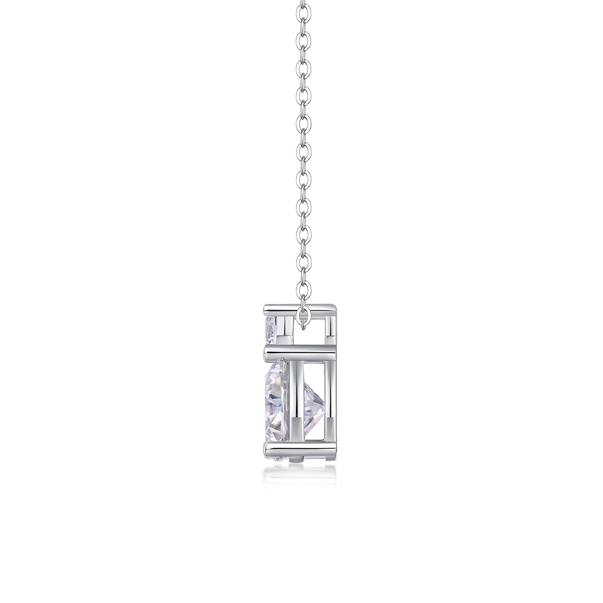 3-Carat Moissanite Pendant Necklace in S925 Sterling Silver with Platinum Plating