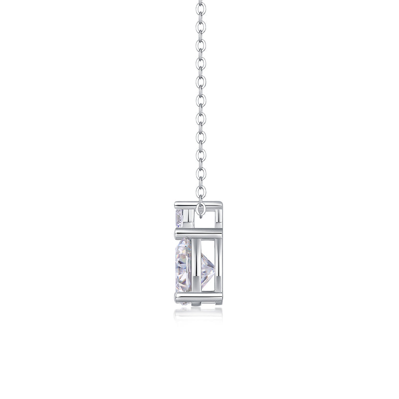 3-Carat Moissanite Pendant Necklace in S925 Sterling Silver with Platinum Plating - Modern & Elegant - 1