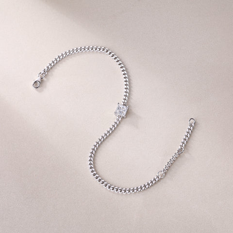 S925 Silver Moissanite Square Diamond Bracelet Elegant Modern Fine Jewelry