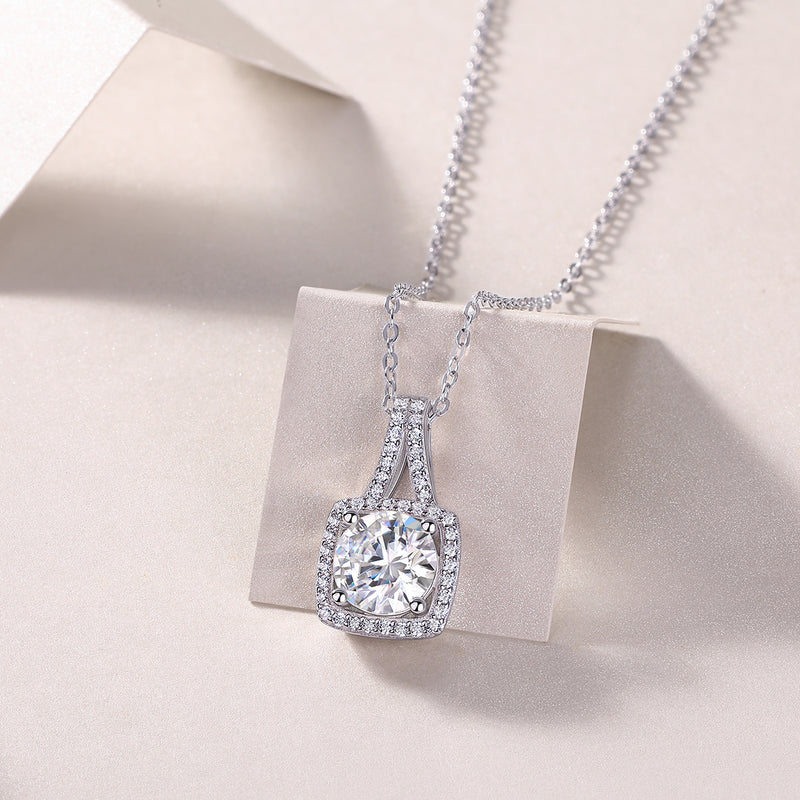 2-Carat Moissanite Pendant Necklace in S925 Silver with Platinum Plating - 6