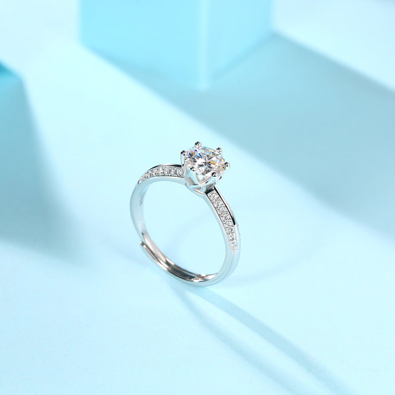 1 Carat Moissanite Diamond Wedding Ring in S925 Silver Elegant Modern Design - 4