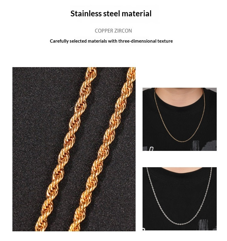 Stainless Steel Twisted Rope Chain Bracelet Minimalist Unisex Design - 8