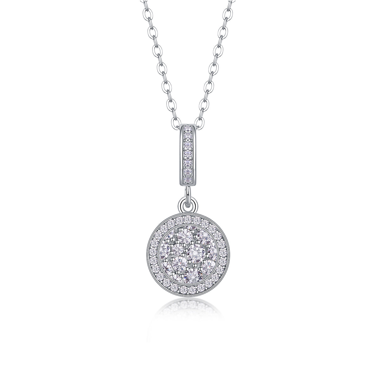 S925 Sterling Silver Moissanite Pendant Necklace with Platinum-Plated Finish