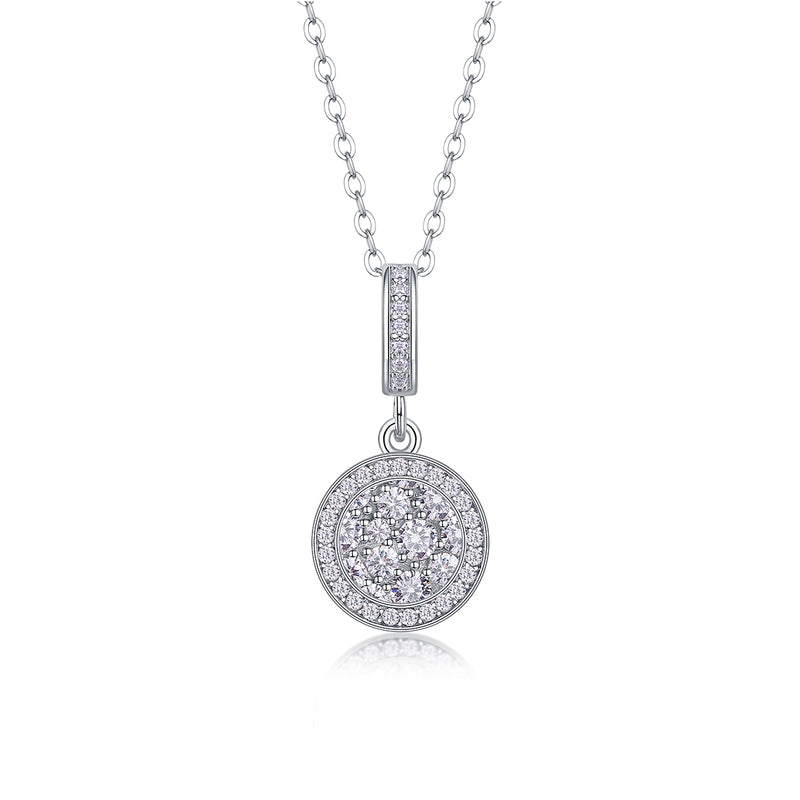 S925 Sterling Silver Moissanite Pendant Necklace with Platinum-Plated Finish - 2