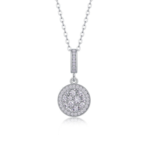 S925 Sterling Silver Moissanite Pendant Necklace with Platinum-Plated Finish