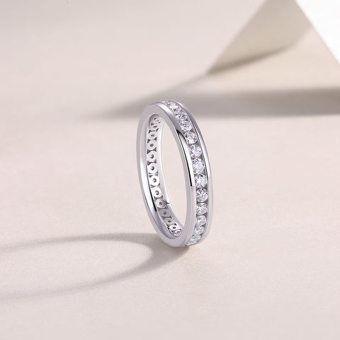 S925 Silver Moissanite Ring Luxury Fashion Band