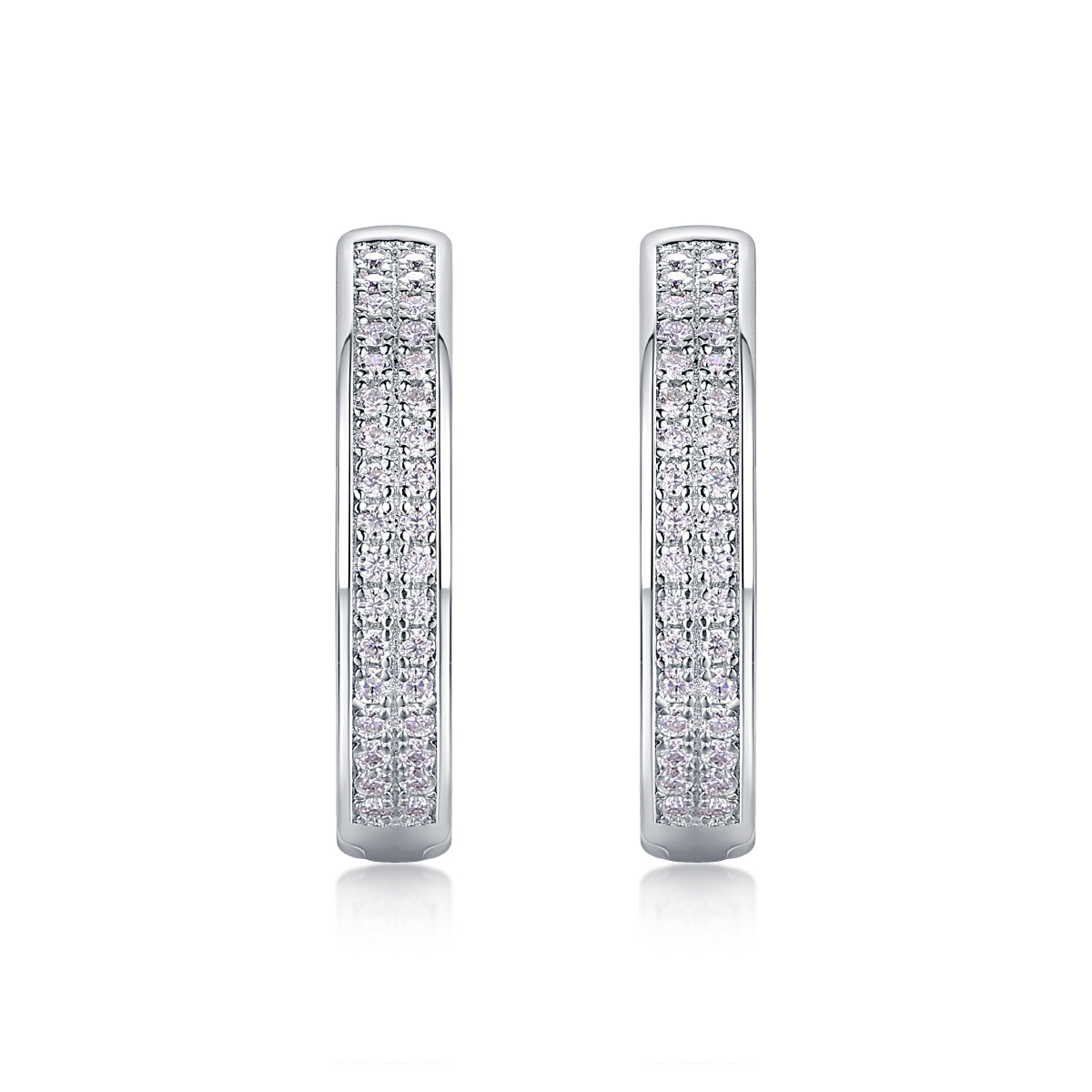1Firefly Light Moissanite S925 Sterling Silver Hoop Earrings with Platinum-Plated Studs