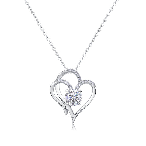 1Carat Moissanite Heart Pendant Necklace in S925 Silver Modern & Elegant Fine Jewelry