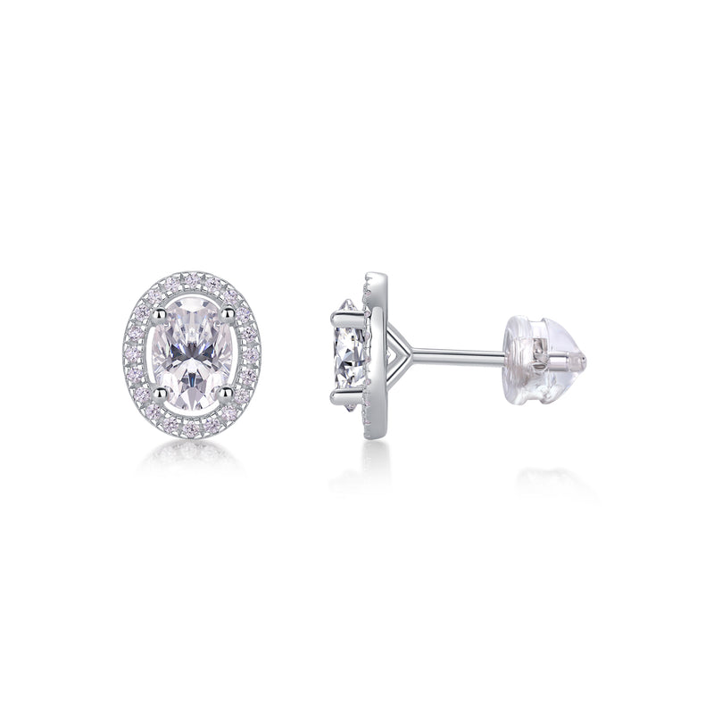 1Phantom Night Sterling Silver Moissanite Stud Earrings Elegant Oval Design - 2