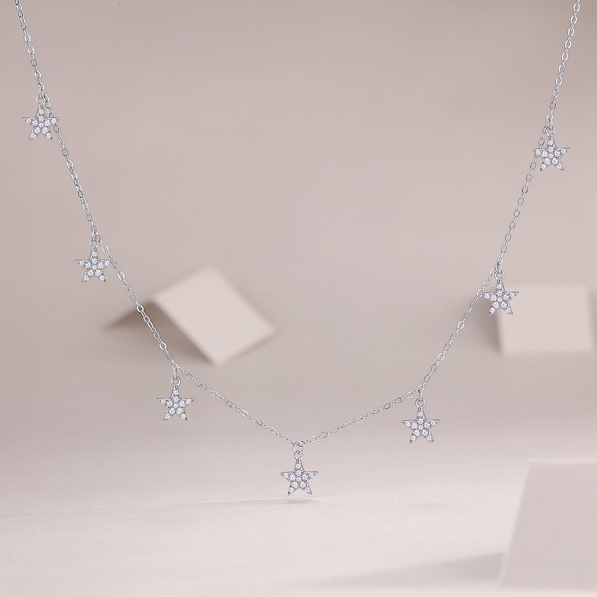 1Star Love Sterling Silver Moissanite Star Pendant Necklace Set